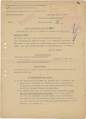 Official circular – “Secret” regulations concerning the exclusion of Jews from all areas of 