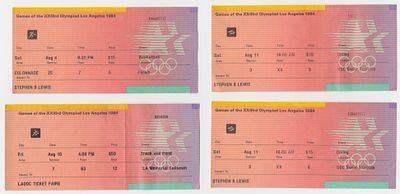 Four admission tickets to the 1984 Los Angeles Olympics. Four admission tickets to the 23rd 
