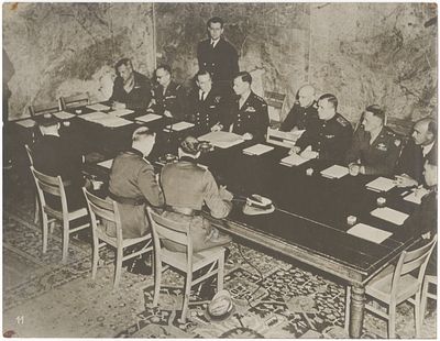 The historic event of Nazi Germany’s surrender in Reims (France) – Press photo – May 7, 1945. Pre 