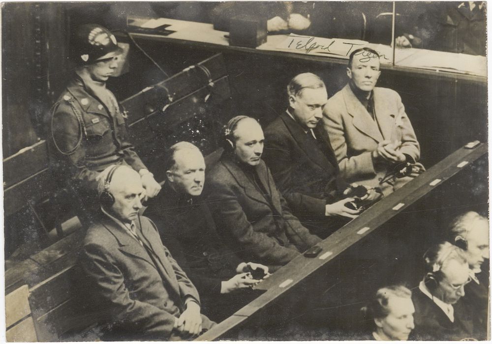 Photograph from the Nuremberg Industrialists Trial, signed by Chief Prosecutor Telford Taylor. Ph 