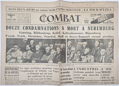 Issue of the newspaper Combat - Twelve death sentences in Nuremberg - extensive report on the 
