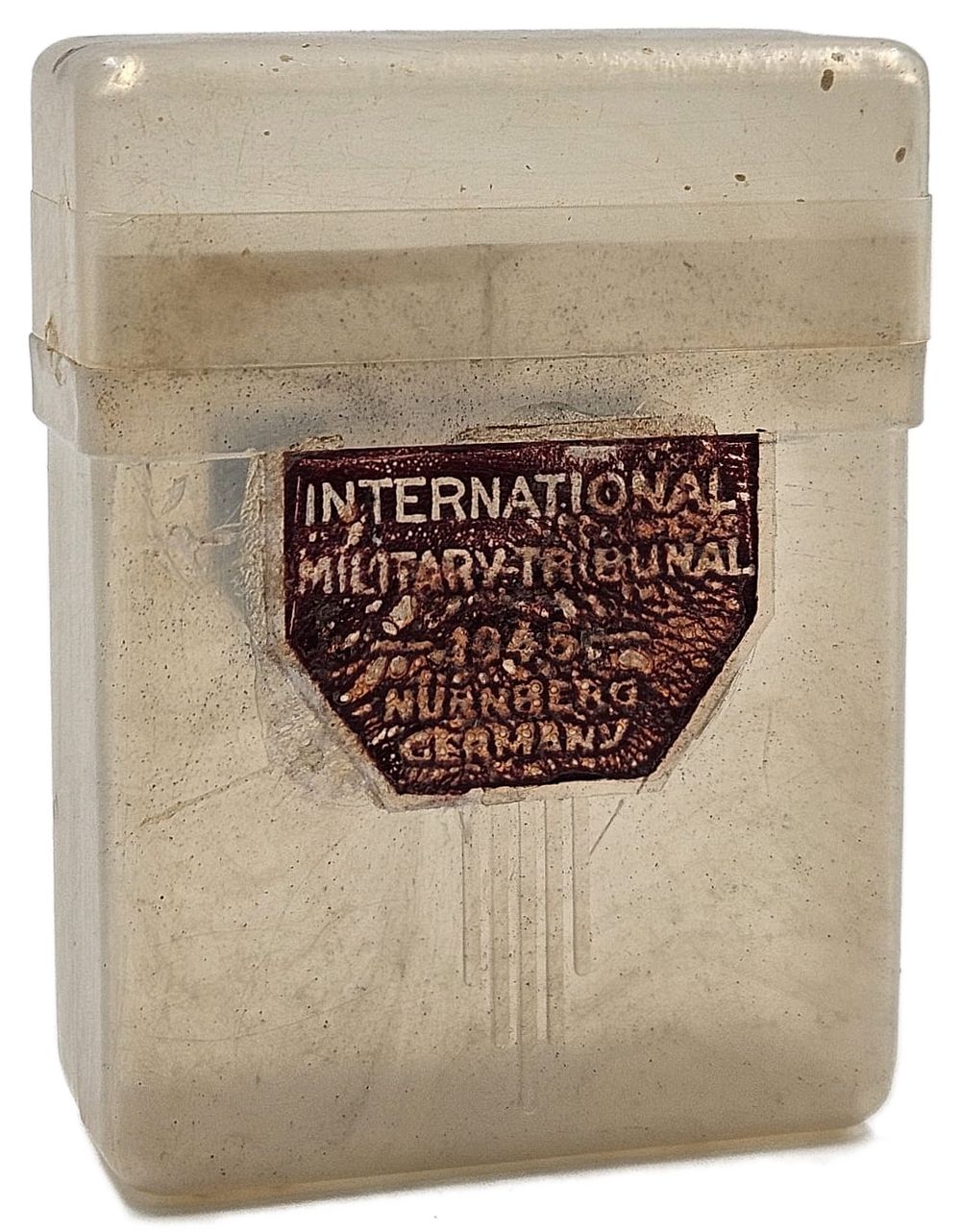 A cigarette case produced for Allied personnel at the Nuremberg Trials - 1945. A plastic 