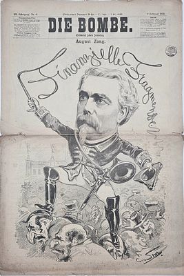 Early Antisemitic Issue of the Viennese Satirical Weekly Die Bombe (The Bomb), Accusing the 
