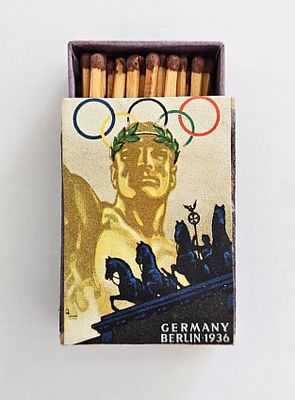 Souvenir Matchbox from the 1936 Berlin Olympic Games. Souvenir matchbox distributed during the 