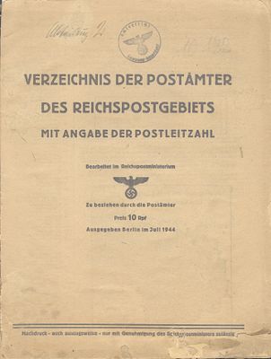 The Official and Complete Postal Code Directory of the German Postal Service in the Third 