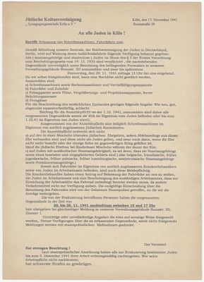 Notice Concerning the Mandatory Registration of Jewish Property (Prior to Their Deportation to 