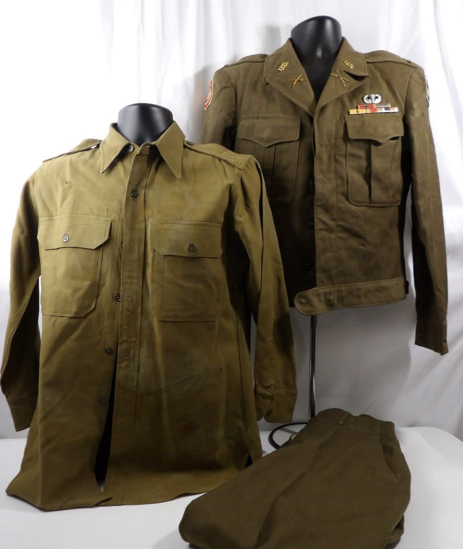 Lot 169: WW2 WWII 11th Airborne Ike Jacket Group with Japanese Made Patch