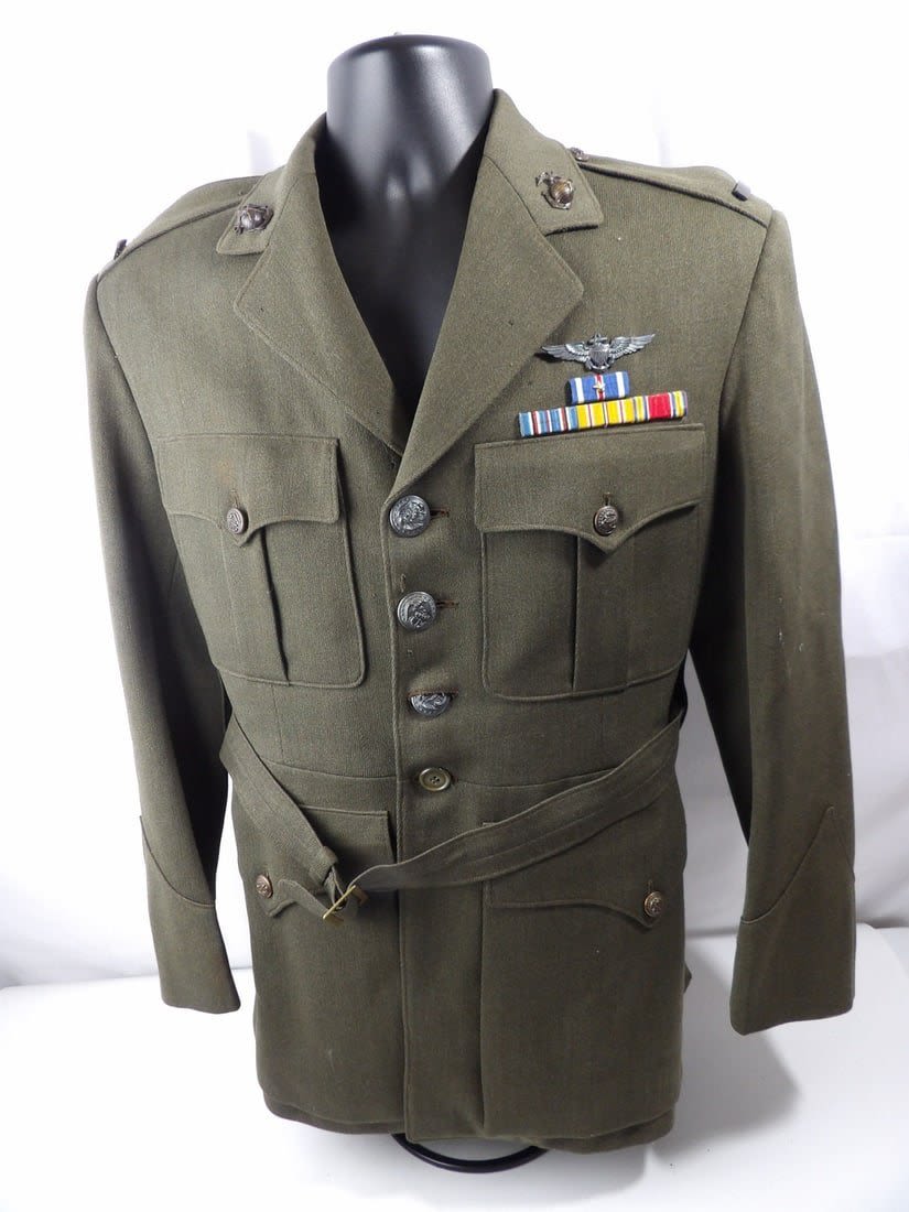 Lot 179: Named WW2 WWII USMC Pilots Uniform with 2 Confirmed Kills 1 damage