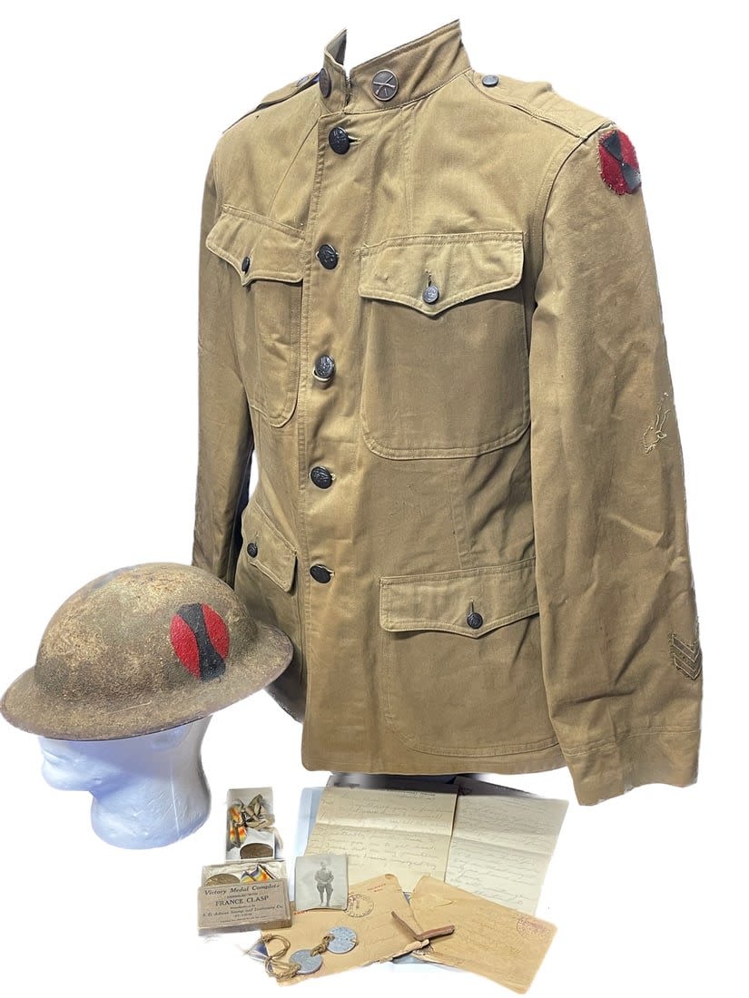 Lot 200: WWI 7th Infantry Div Uniform and Helmet Group