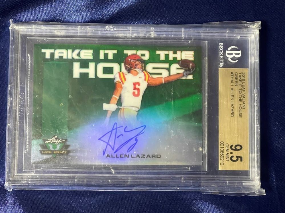 Lot 283: 2018 Leaf Valiant Green /60 Allen Lazard #TH-AL1 BGS 9.5 GEM MINT Rookie Auto RC