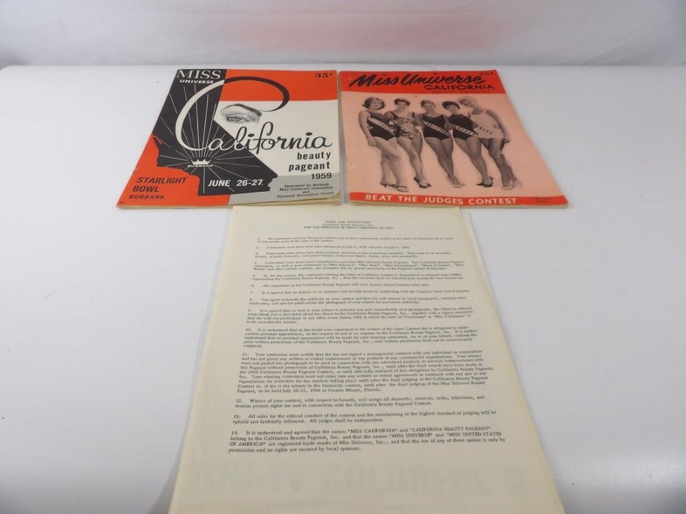 Lot 303: Vintage Original Miss Universe California Beauty Pageant Programs