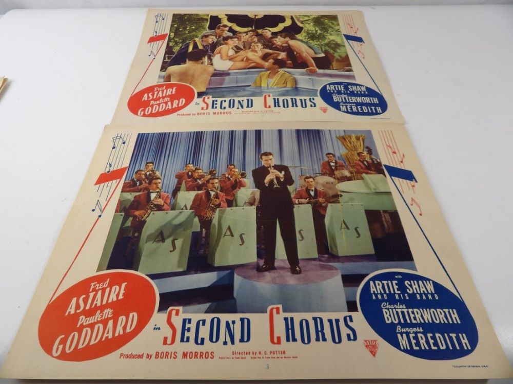 Lot 304: Original Fred Astair and Paulette Goddard Second Chorus Lobby Cards