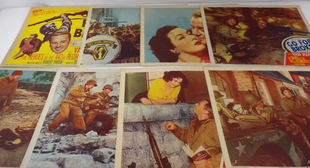Lot 318: Complete Set of 1951 Movie "Go For Broke" Lobby Cards