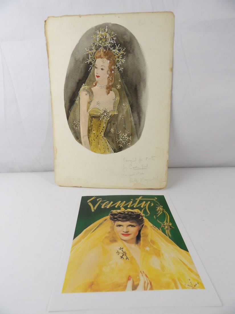 Lot 322: Rare Rita hayworth original Costume Design Sketch