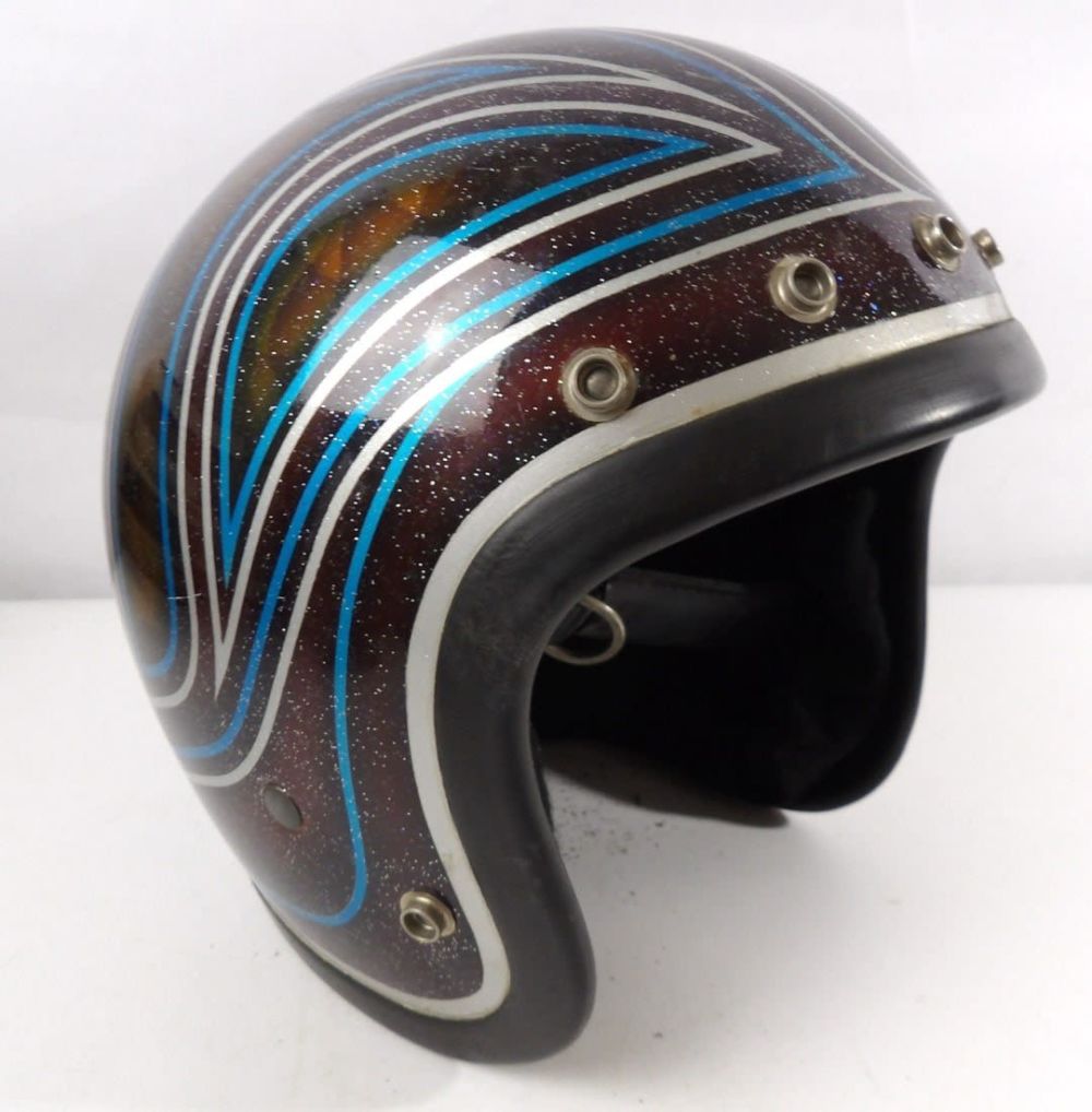 Lot 382: Rare 1970s Bell Mag III Motorcycle Helmet.