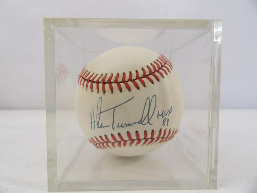 Lot 397: Alan Trammell Autographed baseball with 84 MVP Inscription
