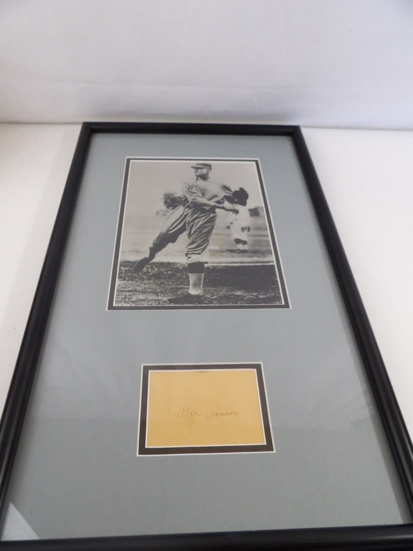 Lot 404: Rare Walter Johnson Washington Senators Framed Autograph