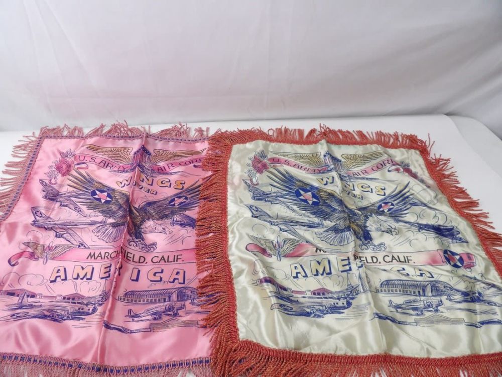 Lot 459: Lot of WW2 WWII AAF March Air Force Base Sweetheart Pillow Covers