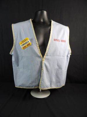 Hollywood Costume store employee vest from the 2002 Movie "the Good Girl". Consuelo name tag. 