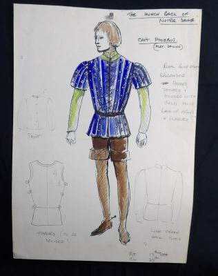 Original John Bloomfield Costume Sketch From the 1966 Tv Series, The Hunchback of Notre Dame. Cos 