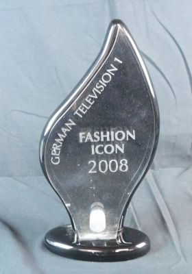 Prop Fashion Award Trophy from Sacha Baron Cohen's Hit Satire "Bruno". Base is a little loose 