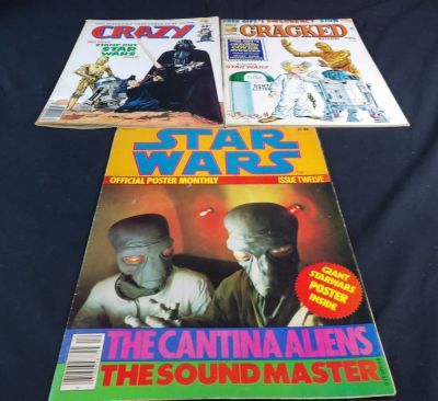 Vintage lot of Star Wars Magazines. Wear on all 3 but in good to very good condition. Poster has 