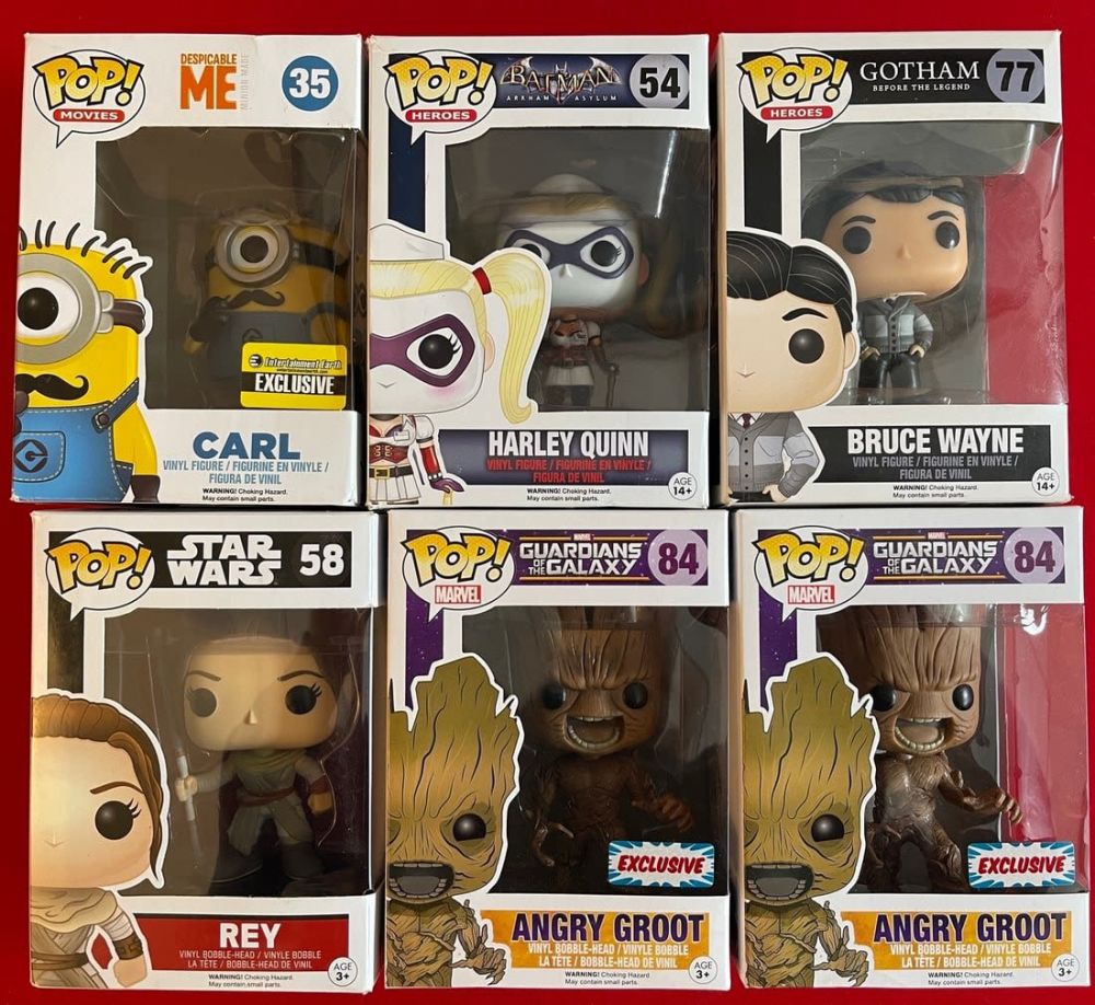 Lot 637: Funko Pop Lot with Exclusives Carl and Exclusive Angry Groot 6