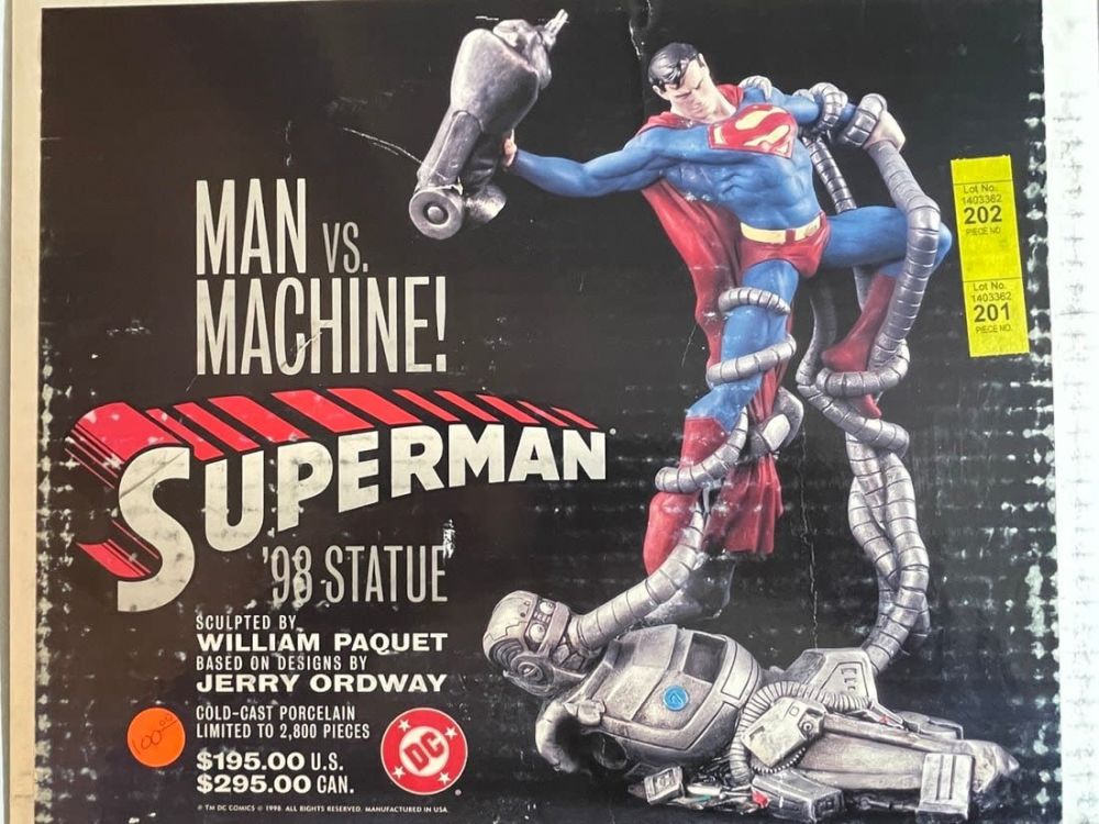 Lot 684: 1998 DC COMICS Superman Man vs. Machine Statue NIB LE