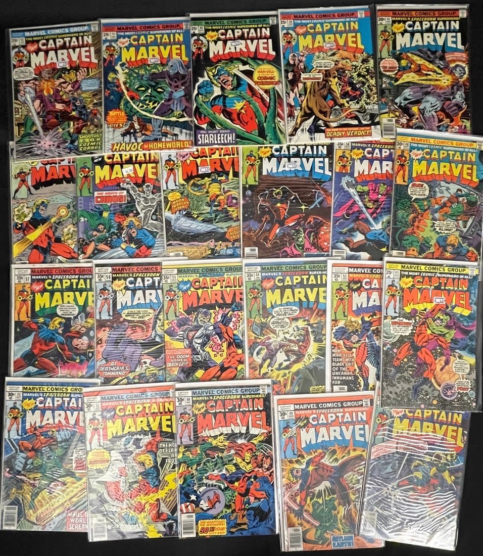 Lot 723: Captain Marvel Comic Book Lot - Early Bronze