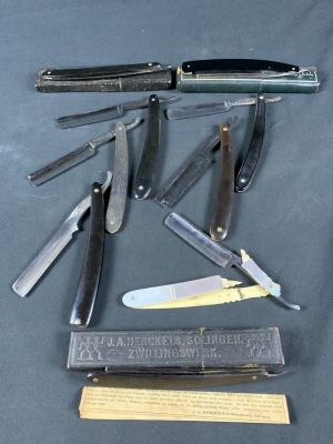 Vintage Straight Razor Lot. Includes Various Makers. Please note that white handled razor is 