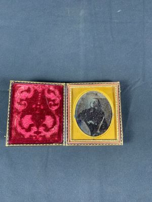 Rare antique Post Mortem Daguerreotype Photograph with Case. Roughly 3"x3.5"