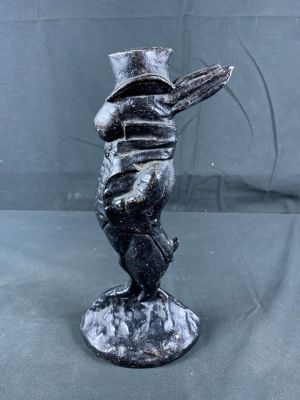 Rare Antique 1920's American Albany Foundry #94 Rabbitt Cast Iron Doorstop. Original paint has 