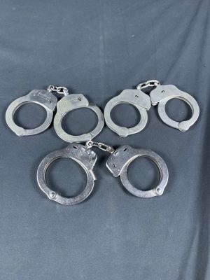 Lot of Vintage metal Handcuffs. Lot of 3. 1 Set has key the others have no keys