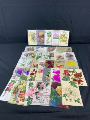 Large lot of early 1900s Postcards depicting flowers. Some may have writing and wear. Lot of 37