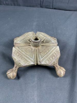 Grand Army Of The Republic Woman's Relief Corps cast iron flag stand. Heavy unique piece. 