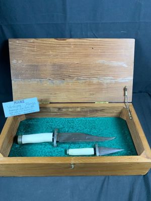 Rare one of a kind Ventura Forge Prototype Damascus 2 piece knife set. Both knives marked 