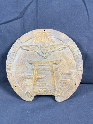 Vintage US Navy Westpac Commander Fleet and Air brass Plaque. Roughly 6" in diameter