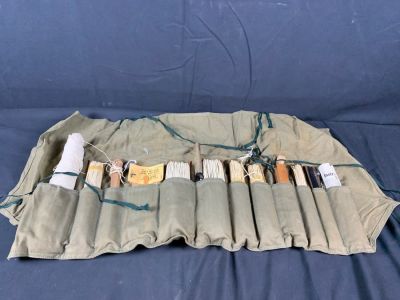 WW2 WWII Life raft survival roll up fishing kit. Item as shown