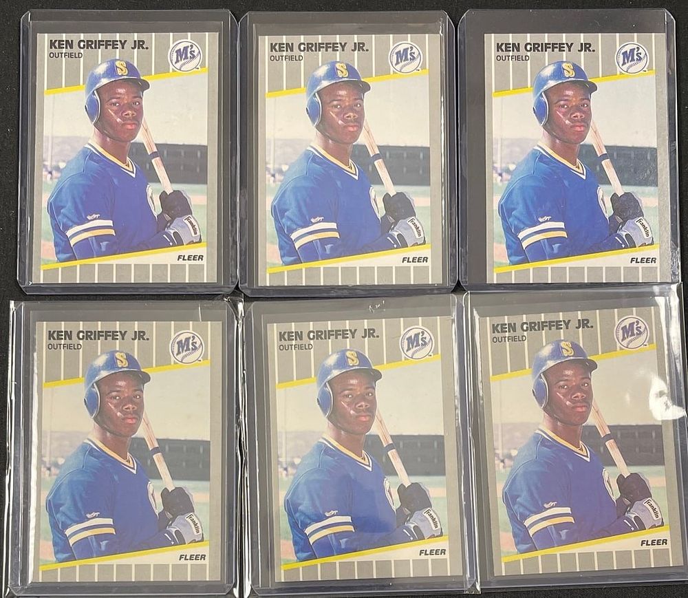 Lot 93: Lot of 6 1989 Fleer Ken Griffey Jr. Rookie cards