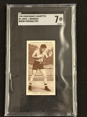 1938 James J. Braddock "Cineralla Man" Churchman's Boxing Card - SGC 7. High Grade SGC 7 of 