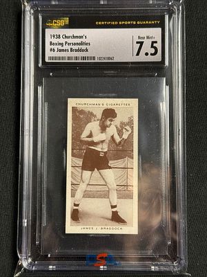 1938 James J. Braddock "Cinderella Man" Churchman's Boxing Card - SGC 7.5. High Grade SGC 7.5 of 