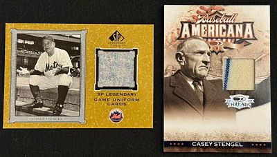 Lot of 2 Casey Stengel Game Used Relic Cards - 2001 UD Legendary Cuts and 2008 Donruss. Both 