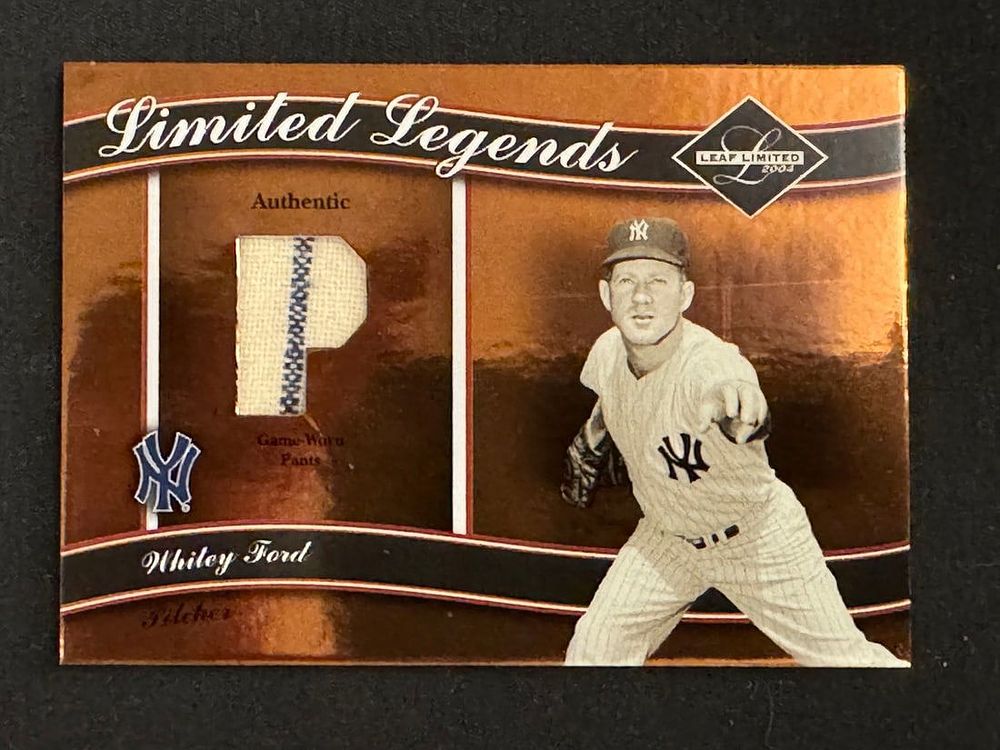 Lot 9: 2001 Donruss Limited Legends Game Used Whitey Ford 48/100