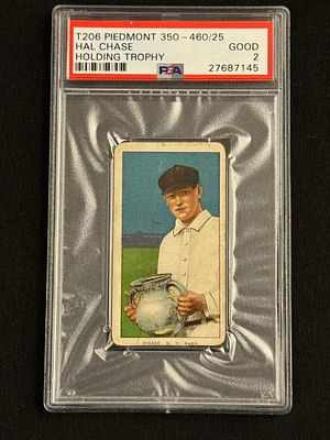 1909 T206 Hal Chase Holding Trophy PSA 2 HOF. PSA 2 with Piedmont back