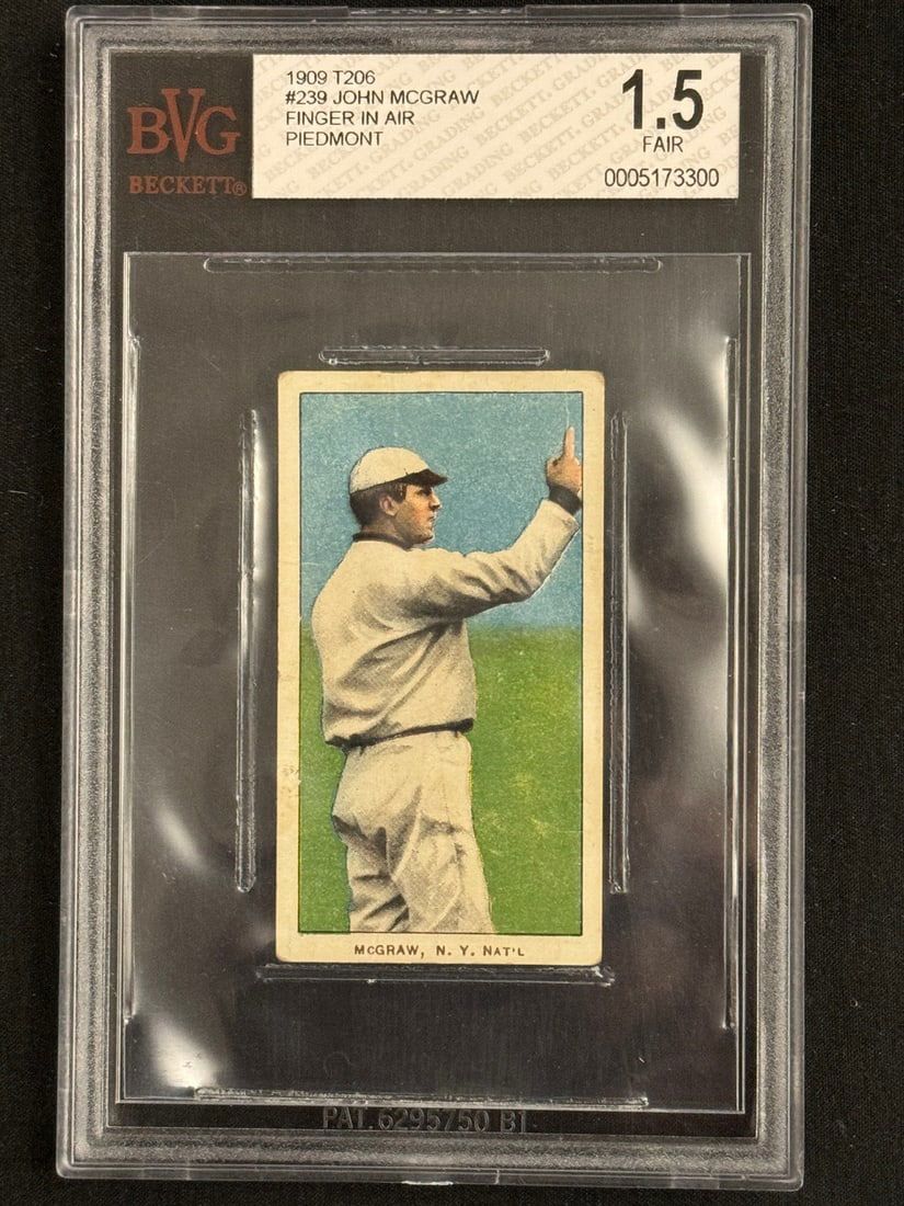 Lot 16: 1909 T206 John McGraw Finger in the Air Beckett 1.5 HOF