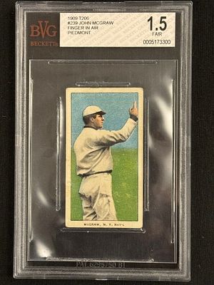 1909 T206 John McGraw Finger in the Air Beckett 1.5 HOF. Great eye appeal. HOF Piedmont back