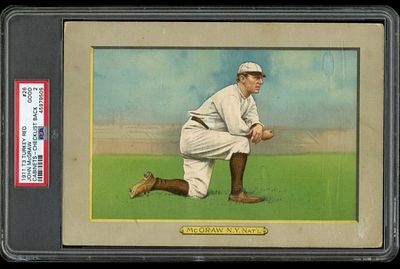 1911 T3 Turkey Red John McGraw #26 PSA 2. Cabinets with checklist back