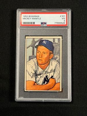 1952 Bowman Mickey Mantle #101 PSA 3. Looks far nicer than grade suggests. Iconic image of the 