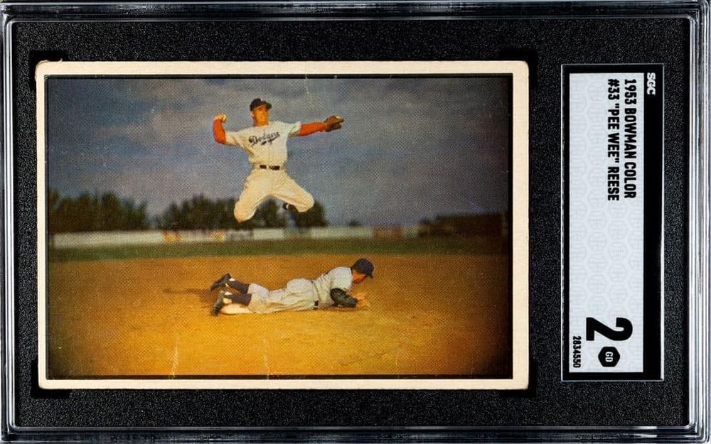 Lot 19B: 1953 Bowman Color Pee Wee Reese #33 SGC 2