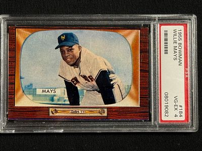 1955 Bowman Willie Mays # 184 PSA 4. Appears nicer than grade suggests. The late great "Say Hey Kid"